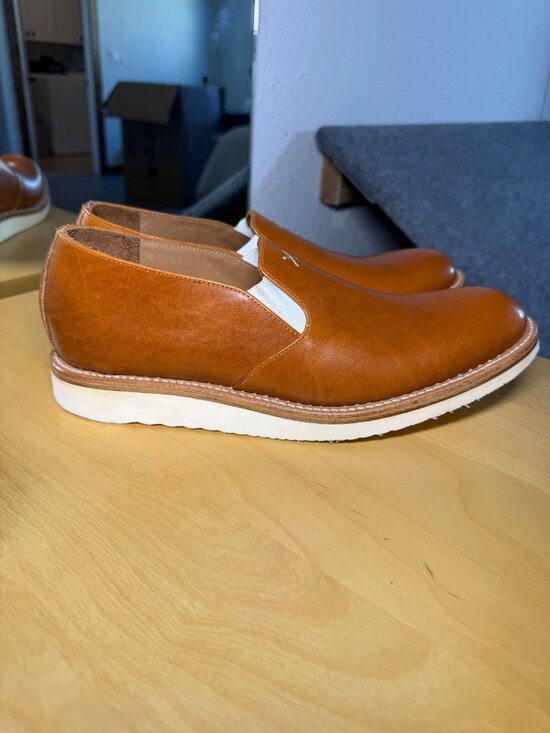 Noah Waxman Leather Slip-On Shoe English Tan Size 11M Handmade In USA main image 4